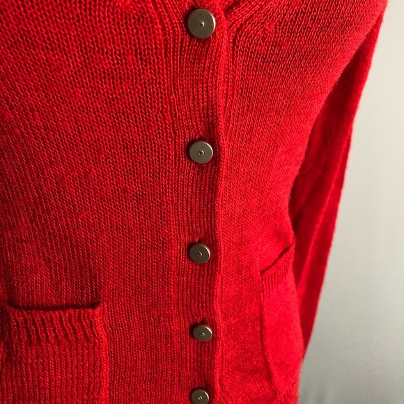 J Crew red orange soft fitted sheet cardigan sweater XXS - Picture 2 of 7